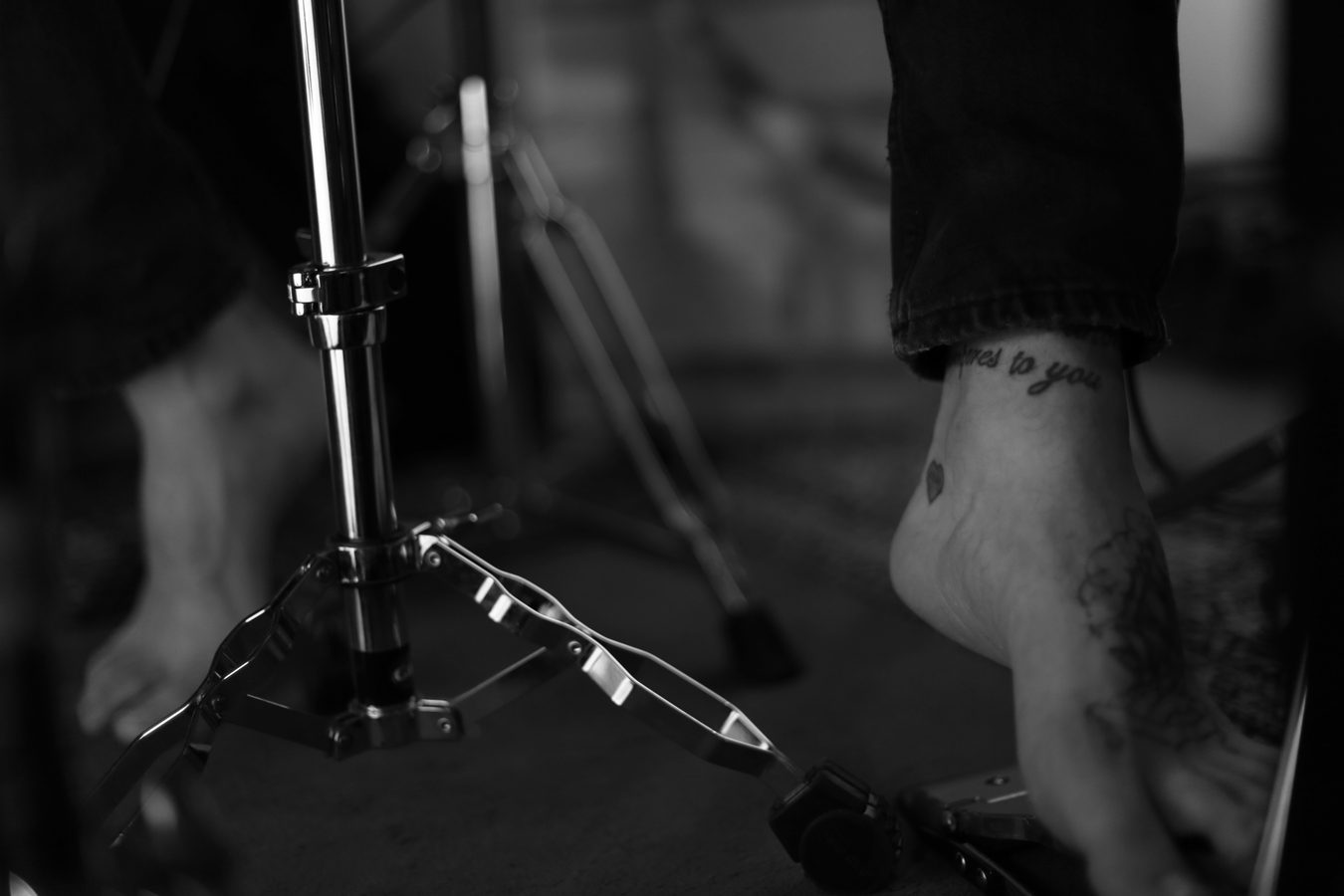 The drummer’s foot on the hi-hat pedal.